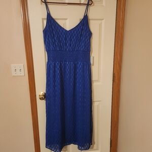 NWT NSR Casual Dress Size XL Royal Blue Geometric Print Half Lined Wedding Guest